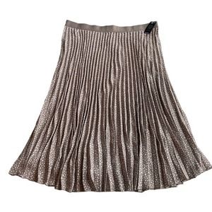 Vince Camuto Pleated plisse Midi Skirt Tan Brown Cafe White Small Floral